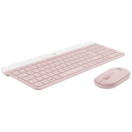 Kit tastatura + mouse wireless Logitech MK470, Slim, layout US INTL, Rose