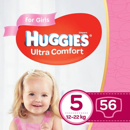 Scutece Huggies Ultra Comfort Mega Pack 5,Girl, 12-22 Kg, 56 buc