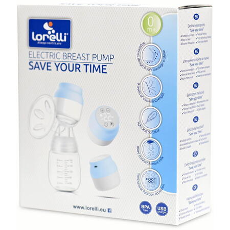 Pompa de san electrica Lorelli Save Your Time, display LED, 2 moduri de functionare, Albastru
