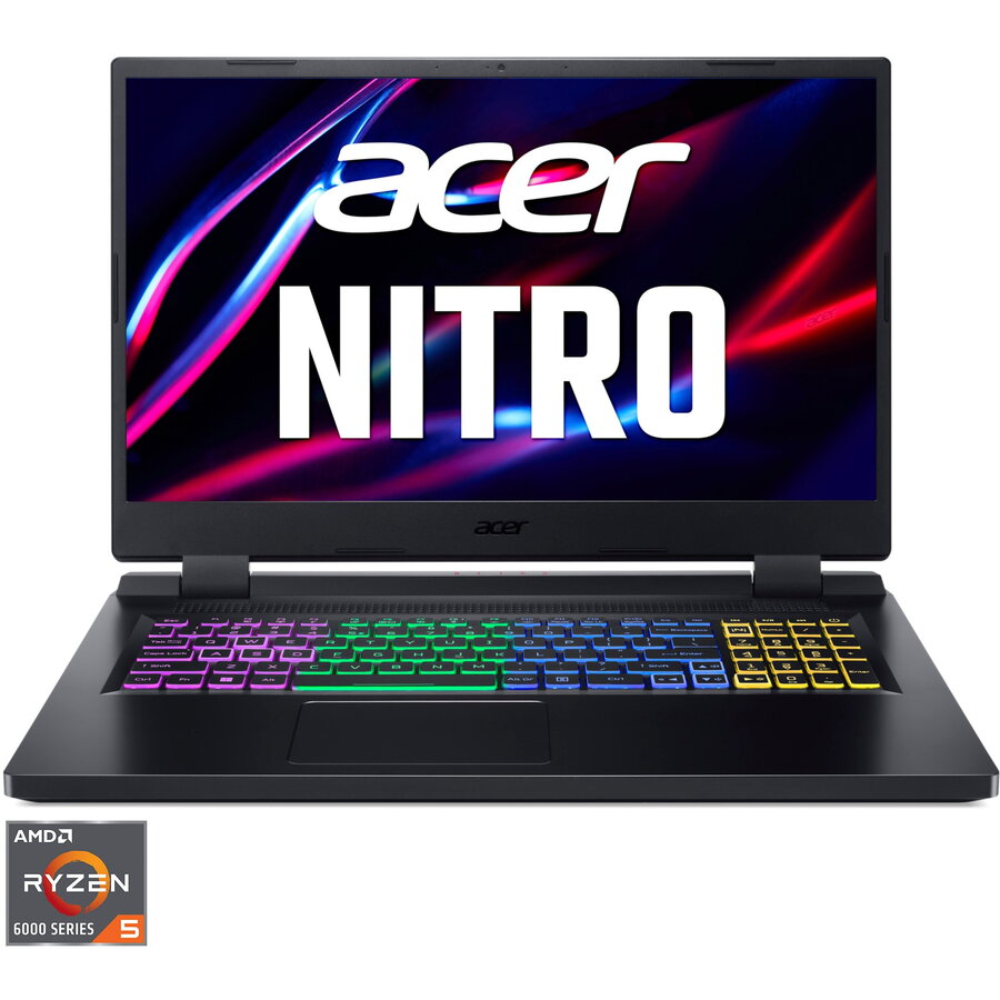 Laptop Gaming Acer Nitro 5 AN517-42 cu procesor AMD Ryzen™ 5 6600H pana la 4.50 GHz, 17.3 Full HD, IPS, 144Hz, 16GB, 512GB SSD, NVIDIA® GeForce RTX™ 3060 6GB GDDR6, No OS, Black