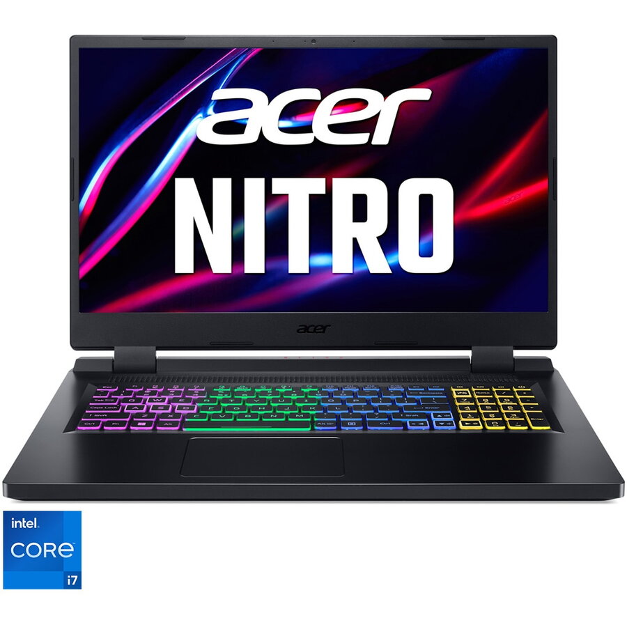 Laptop Gaming Acer Nitro 5 AN517-55 cu procesor Intel® Core™ i7-12700H pana la 4.70 GHz, 17.3 Full HD, IPS, 144Hz, 16GB, 1TB SSD, NVIDIA® GeForce RTX™ 3070 8GB GDDR6, No OS, Black