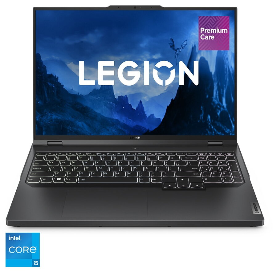 Laptop Gaming Lenovo Legion Pro 5 16IRX8 cu procesor Intel® Core™ i5-13500HX pana la 4.7 GHz, 16, WQXGA, 16GB, 512GB SSD, NVIDIA GeForce RTX 4060 8GB GDDR6, No OS, Onyx Grey, 3y on-site Premium Care Notebook, Laptop