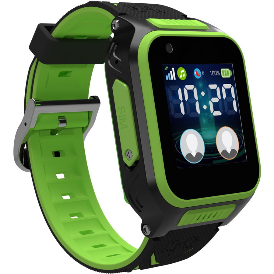 Smartwatch Watch 4, LTE, cu tripla localizare (LBS, GPS, Wi-Fi), IP67, Negru Verde