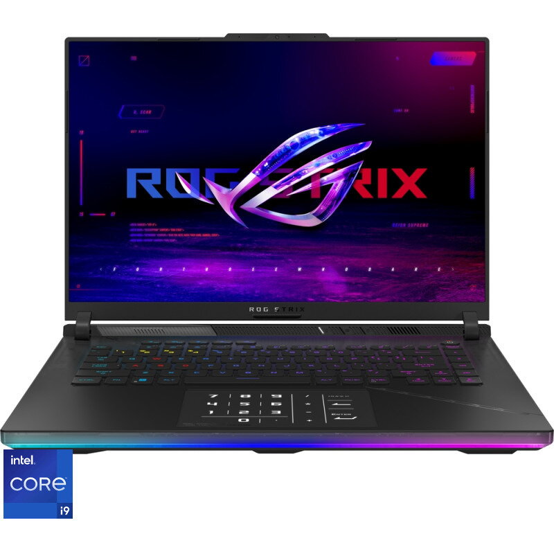 Laptop Gaming Asus Rog Strix Scar 16 G634jz Cu Procesor Intel® Core™ I9-13980hx Pana La 5.60 Ghz, 16, Qhd+, 240hz, 32gb, 2 X 1tb Ssd Raid 0, Nvidia® Geforce Rtx™ 4080 12gb Gddr6, No Os, Off Black