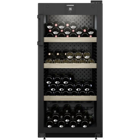 Racitor de vinuri Liebherr WPbl 4201, 272 l, 141 sticle, Clasa E, Rafturi lemn, Control electronic, Touch Display, H 128,4 cm, Negru