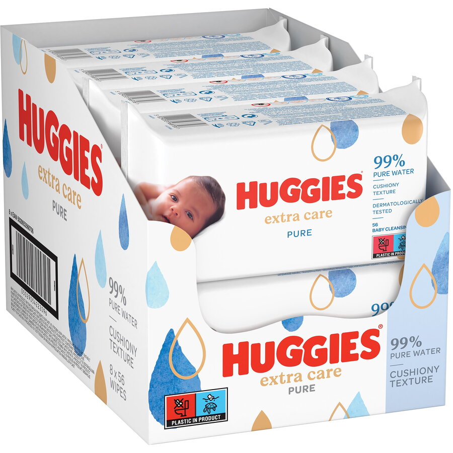 Servetele umede Huggies Pure Extra Care, 8 pachete x 56, 448 buc