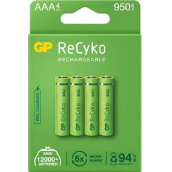 GP Batteries Acumulatori ReCyko 950mAh AAA (LR03) 1.2V NiMH, paper box 4 buc
