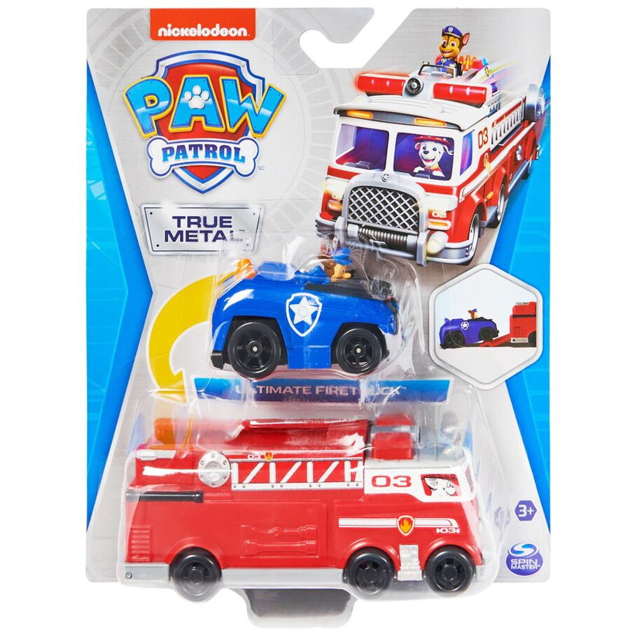 Masinuta Paw Patrol True Metal - Camion de pompieri cu figurina metalica