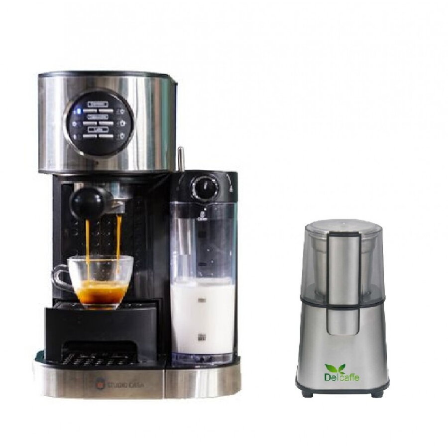 Pachet Espressor Cafea Studio Casa, Sc509 Barista Latte, 15Bar, Cu Rezervor Lapte + Rasnita Del Caffe Grind Master, 220W, 60G