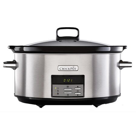 Slow cooker Crock-Pot CSC063X-01, 7.5 l, digital, vas ceramica, capac de sticla, inox