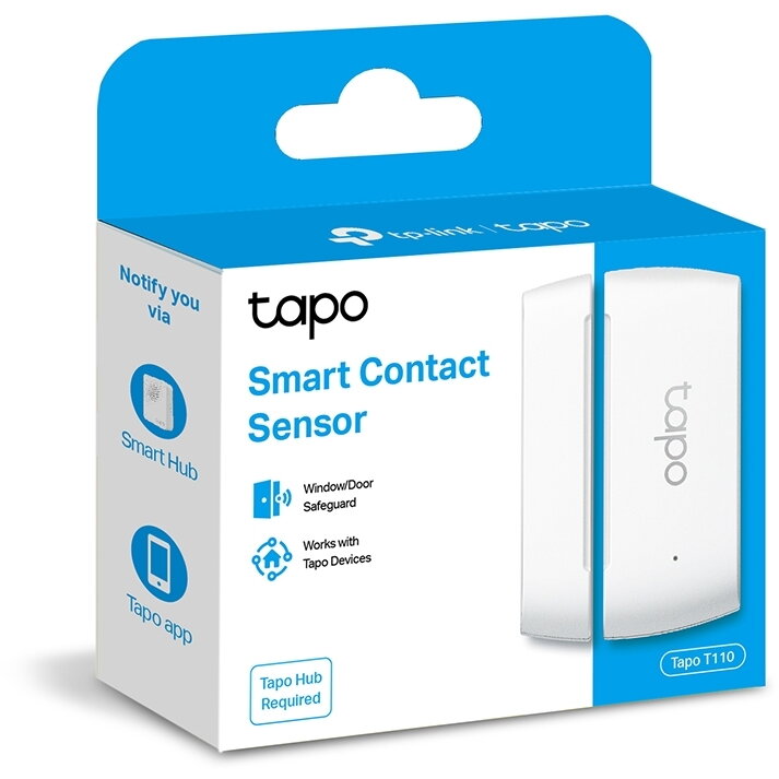 Senzor contact smart, necesita hub Tapo H100 pentru functionare, securitate pentru ferestre si usi, programare prin smartphone aplicatia Tapo, 1 x baterii CR2450, WiFi, alb