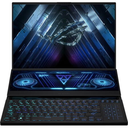 Laptop Gaming ASUS ROG Zephyrus Duo 16 GX650PY cu procesor AMD Ryzen™ 9 7945HX pana la 5.40 GHz, 16", QHD+, Mini LED, 240Hz, 32GB DDR5, 2TB SSD, NVIDIA® GeForce RTX™ 4090 16GB GDDR6, Windows 11 Pro, Black