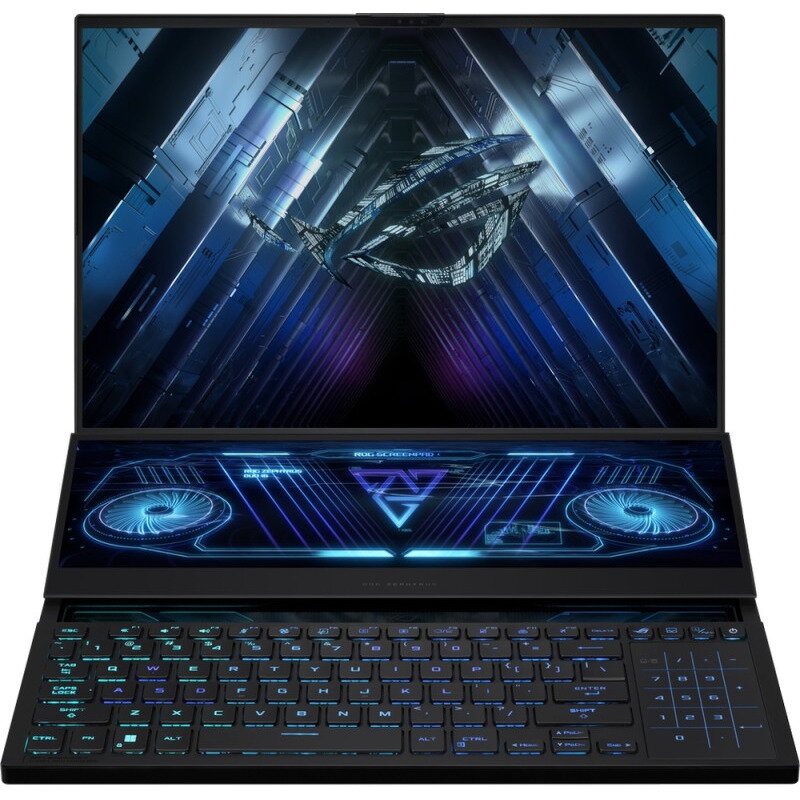 Laptop Gaming ASUS ROG Zephyrus Duo 16 GX650PZ cu procesor AMD Ryzen™ 9 7945HX pana la 5.40 GHz, 16, QHD+, Mini LED, 240Hz, 32GB DDR5, 1TB SSD, NVIDIA® GeForce RTX™ 4080 12GB GDDR6, Windows 11 Pro, Black