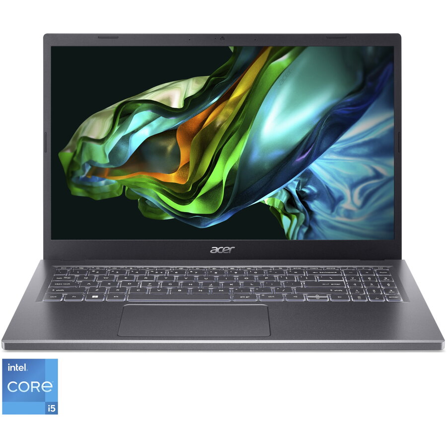 Laptop Acer Aspire 5 A515-58M cu procesor Intel® Core™ i5-1335U pana la 4.6 GHz, 15.6, Full HD, IPS, 8GB DDR5, 512GB SSD, Intel® UHD Graphics, No OS, Iron