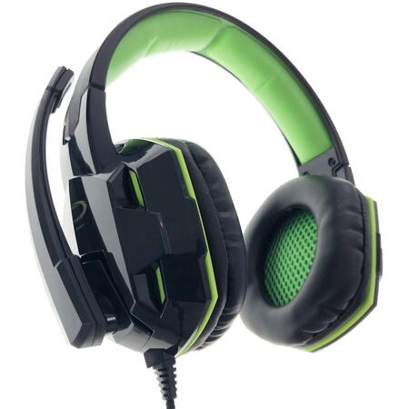 Casti gaming , Esperanza EGH380 VENOM, cu microfon, cablu 2 m, negru cu verde