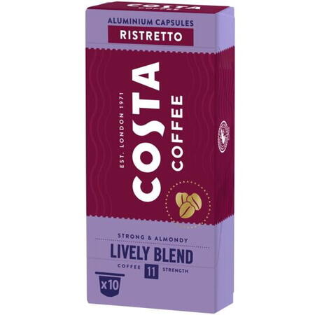 Capsule cafea Costa Lively Blend Ristretto, compatibil Nespresso, 10 capsule, 57g