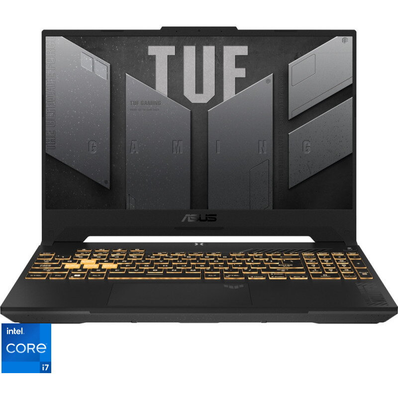 Laptop ASUS Gaming 15.6'' TUF F15 FX507ZU4, FHD 144Hz, Procesor Intel® Core™ i7-12700H (24M Cache, up to 4.70 GHz), 8GB DDR4, 512GB SSD, GeForce RTX 4050 6GB, No OS, Mecha Gray