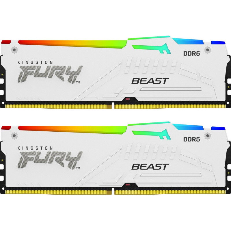 Memorie RAM DDR5, 32GB, 6000MHz, CL40, 1.35V, FURY Beast White, RGB, Kit of 2