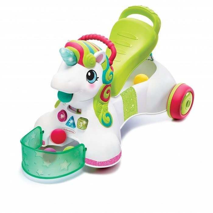 Masinuta unicorn pentru copii B-kids, Cu sunete si lumini, Multicolor