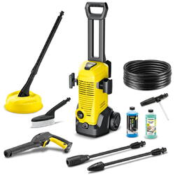 Karcher Aparat de spalat cu presiune K 3 Car & Home, 1600 W, 120 bar presiune maxima, 380 l/h debit maxim, pistol de presiune ridicata G120 Q, Home Kit accesoriu pentru curatarea suprafetelor mari T 1, Furtun de presiune 6 m