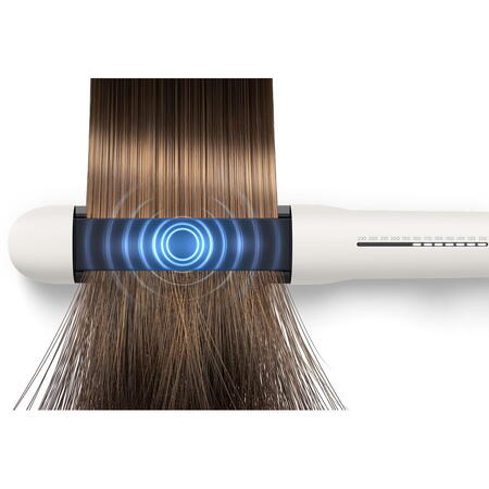 Placa de indreptat parul Philips Prestige BHS515/00, tehnologie ThermoShield, placi infuzate cu ulei de argan, 230°C, ingrijire ioni, 12 setari temperatura, husa termorezistenta, Alb perlat