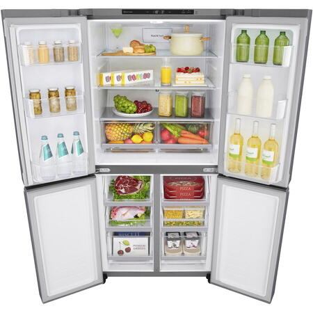 Side by Side LG GMB844PZFG, 530 l, No Frost, LinearCooling, Multi-Door, NatureFresh, Clasa F, H 179 cm, Inox