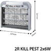 2R Lampa UV Anti-Insecte, Insect Killer, 2x6W, IP20