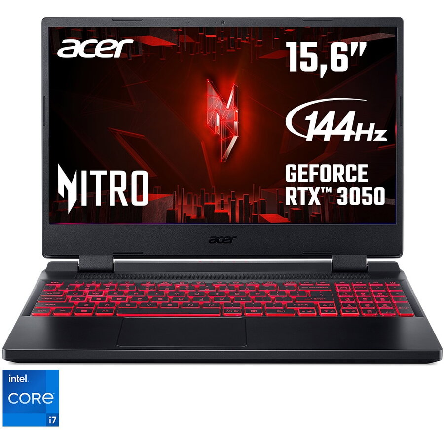Laptop Gaming Acer Nitro 5 AN515-58 cu procesor Intel® Core™ i7-12700H pana la 4.7 GHz, 15.6, Full HD, IPS, 144Hz, 16GB DDR5, 1TB SSD, NVIDIA® GeForce RTX™ 3050 4GB GDDR6, No OS, Black