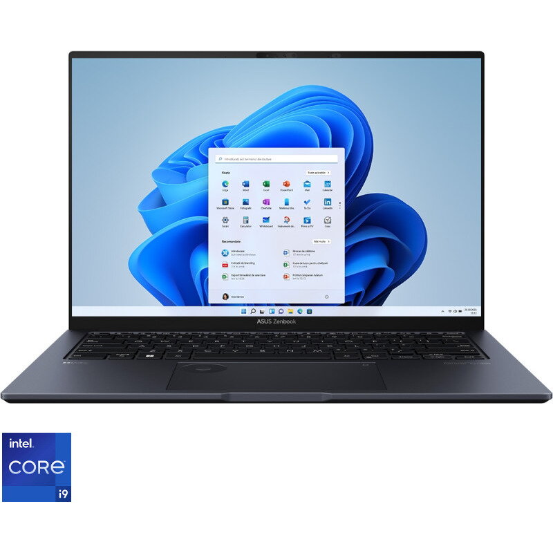 Laptop ASUS Zenbook Pro 14 OLED UX6404VV cu procesor Intel® Core™ i9-13900H pana la 5.40 GHz, 14.5, 2.8K OLED, 16GB, 1TB SSD, NVIDIA® GeForce RTX™ 4060 8GB GDDR6, Windows 11 Pro, Tech Black, Garantie extinsa 3 ani