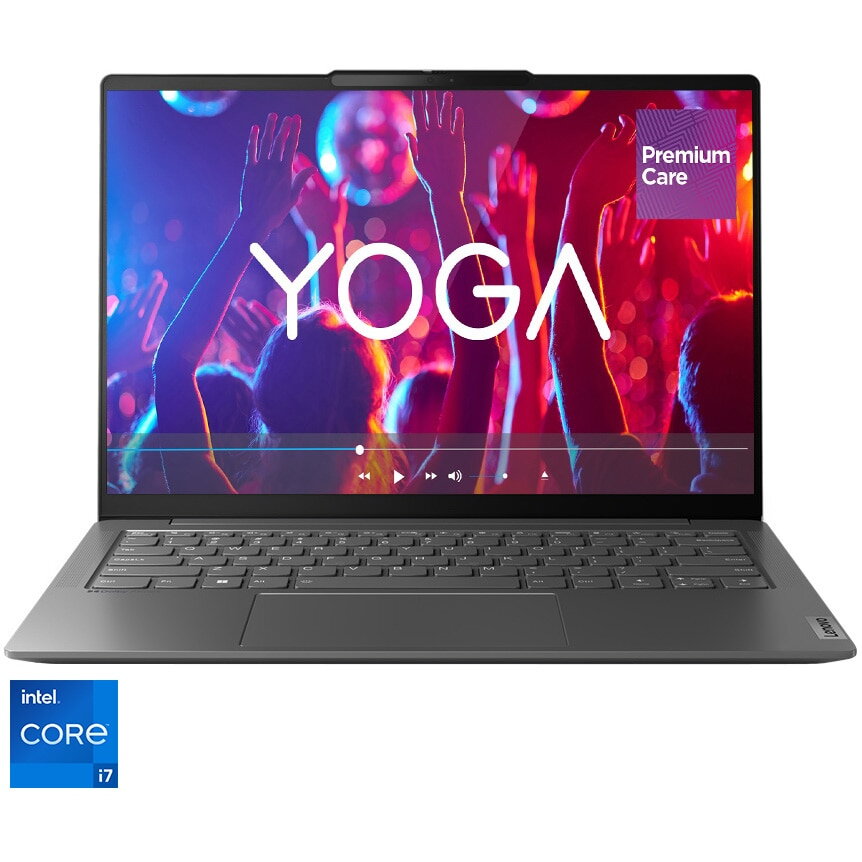 Laptop ultraportabil Lenovo Yoga Slim 6 14IAP8 cu procesor Intel® Core™ i7-1260P pana la 4.70 GHz, 14, 2.2K, IPS, 16GB, 512GB SSD, Intel® Iris® Xe Graphics, No OS, Storm Grey, 3y on-site Premium Care