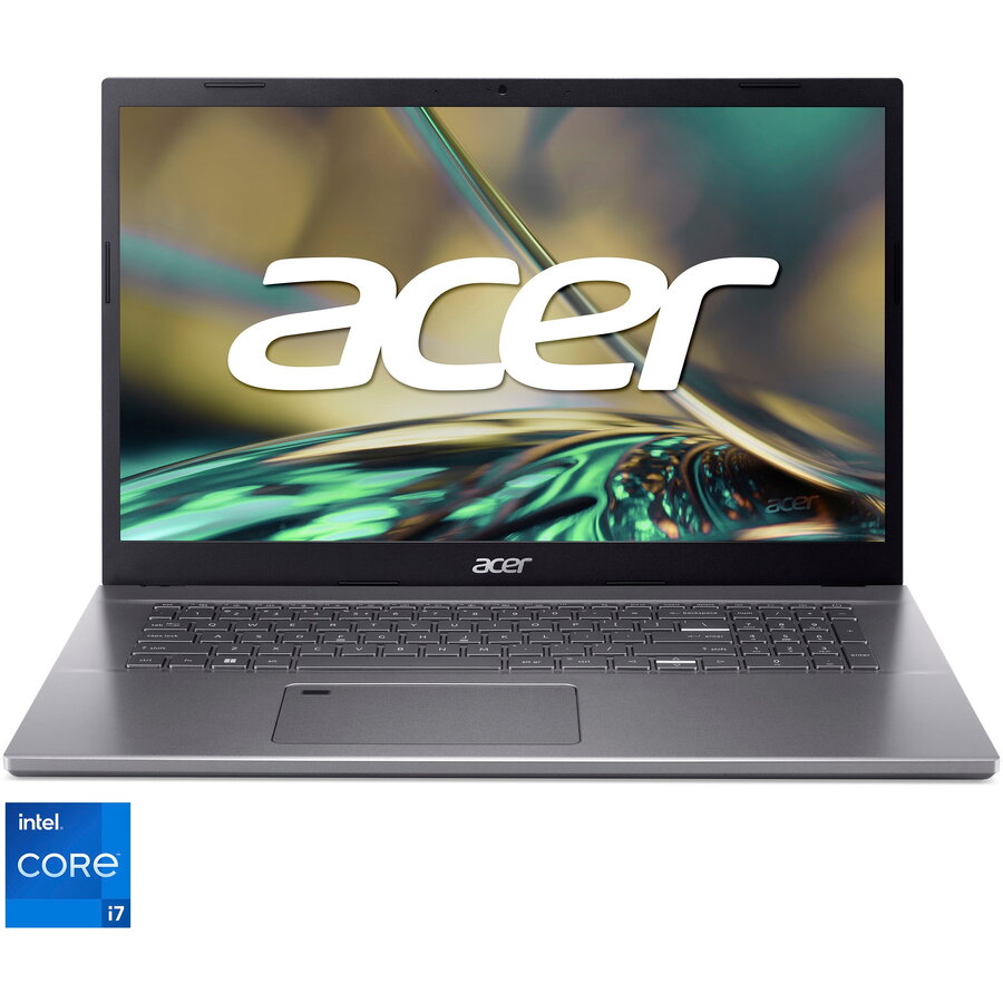 Laptop Acer Aspire 5 A517-53G cu procesor Intel® Core™ i7-1255U pana la 4.40 GHz, 17.3, Full HD, IPS, 8GB, 512GB SSD, NVIDIA® GeForce® MX550 2GB GDDR6, Iron