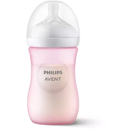Biberon Philips Avent Natural Response SCY903/11, 260 ml, tetina care functioneaza ca sanul mamei, cu debit 3, tetina fara scurgeri, +1 luni