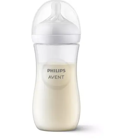 Biberon Philips Avent Natural Response SCY906/01, 330 ml, tetina care functioneaza ca sanul mamei, cu debit 4, tetina fara scurgeri, +3 luni