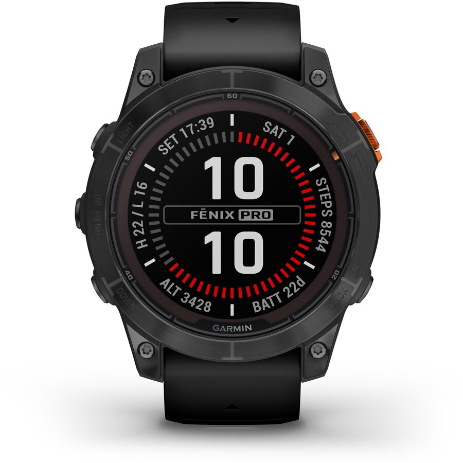 Ceas smartwatch Garmin Fenix 7 Pro Solar, Glass, curea Neagra, Slate Grey