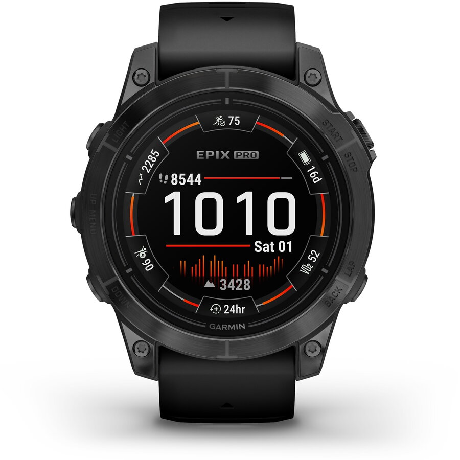 Ceas smartwatch Garmin epix Pro (Gen 2), 47mm, curea silicon Neagra, Glass, Slate Grey