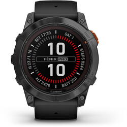 Ceas smartwatch Garmin Fenix 7X Pro Solar, Glass, curea Neagra, Slate Grey