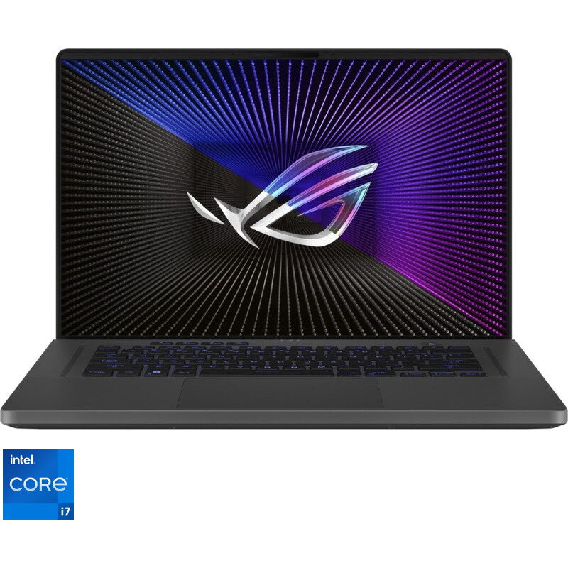 Laptop Gaming ASUS ROG Zephyrus G16 GU603ZU cu procesor Intel® Core™ i7-12700H pana la 4.70 GHz, 16, Full HD+, IPS, 165Hz, 16GB DDR4, 512GB SSD, NVIDIA® GeForce RTX™ 4050 6GB GDDR6, No OS, Eclipse Gray