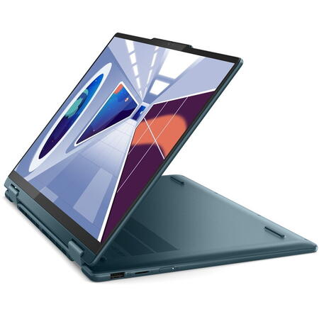 Laptop ultraportabil Lenovo Yoga 7 14ARP8 cu procesor AMD Ryzen™ 7 7735U pana la 4.75 GHz, 14", WUXGA, OLED, 16GB, 512GB SSD, AMD Radeon 680M, Windows 11 Home, Tidal Teal, 3y on-site, Premium Care
