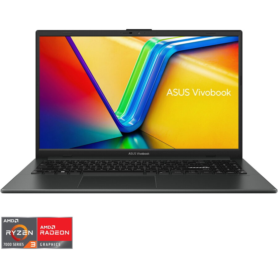 Laptop ASUS VivoBook Go 15 E1504FA cu procesor AMD Ryzen™ 3 7320U pana la 4.10 GHz, 15.6, Full HD, IPS, 8GB, 256GB SSD, AMD Radeon™ Graphics, No OS, Mixed Black