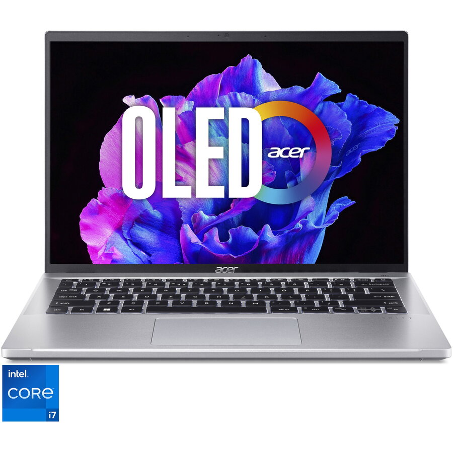 Laptop Acer Swift Go 14 SFG14-71 cu procesor Intel® Core™ i7-13700H pana la 5.0 GHz, 14, 2.8K, OLED, 16GB, 1TB SSD, Intel® UHD Graphics, No OS, Silver