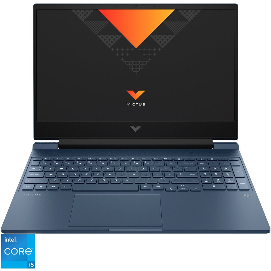 Laptop HP Victus 15-FA0015NQ cu procesor Intel® Core™ i5-12500H pana la 4.5GHz, 15.6, Full HD, 16GB, 512GB SSD, NVIDIA GeForce RTX 3040 4GB, FreeDOS, Performance Blue