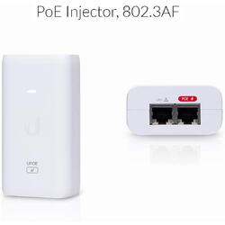 UBIQUITI POE Injector, U-POE-AF, Output Voltage 48VDC, Delivers up to 50W