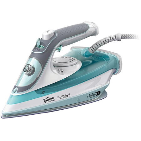 Fier de calcat Braun TexStyle 5 SI5017GR, 2700 W, abur variabil 50g/min, jet de abur 190g/min, rezervor 270 ml, tehnologie FreeGlide 3D, talpa Super Ceramic, Alb/Verde