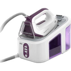 Statie de calcat Braun CareStyle 3 Pro IS3155VI, 6,5 bar, abur variabil 125g/min, jet de abur 430g/min, rezervor 2L, talpa EloxalPlus, tehnologie FreeGlide 3D, Alb/Violet