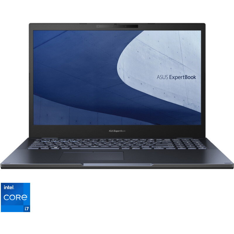 Laptop Asus ExpertBook B2 B2502CBA Procesor Intel® Core™ i7-1260P 12M Cache, up to 4.70 GHz 15.6 FHD, 16GB, 1TB SSD, Intel® Iris® Xe Graphics, Negru