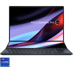 Laptop ASUS Zenbook Pro 14 Duo UX8402VV cu procesor Intel® Core™ i9-13900H pana la 5.40 GHz, 14.5", 3K, OLED, Touch, 32GB, 2TB SSD, NVIDIA® GeForce® RTX™ 4060 8GB GDDR6, Windows 11 Pro, Tech Black