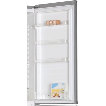 Combina frigorifica Candy CCG1S 518EX, 252 l, Super Freezing, Rafturi din sticla, Usi reversibile, Clasa E, H 180 cm, Inox