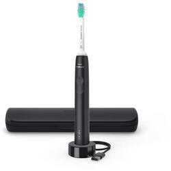 Periuta de dinti sonica electrica Philips Sonicare Seria 3100 HX3673/14, 31000 miscari/minut, 1 mod de curatare, senzor presiune, functia BrushSync, 1 cap de periere, Negru