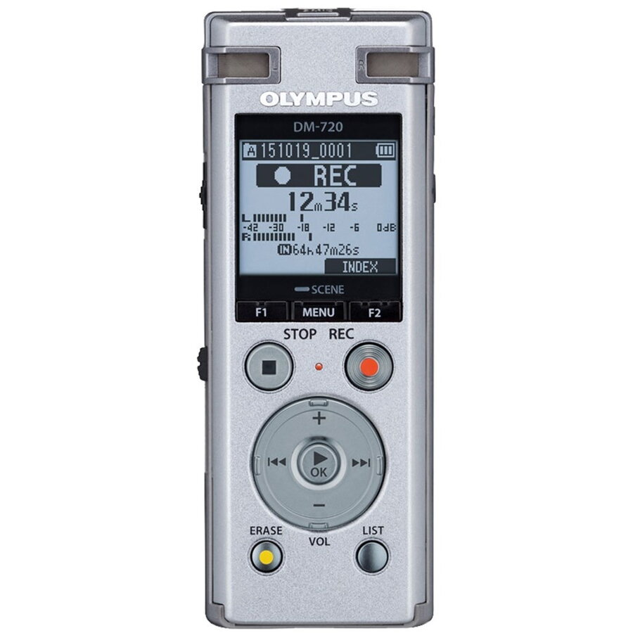 Reportofon stereo Olympus DM-770, 8GB, ghidare vocala avansata, Argintiu
