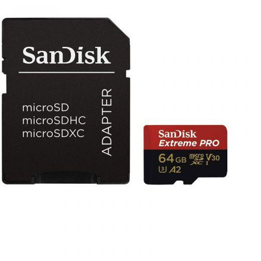 Card memorie SanDisk Micro SDXC Extreme 64GB UHS-I U3 V30 Class 10 + Adaptor SD Mobile